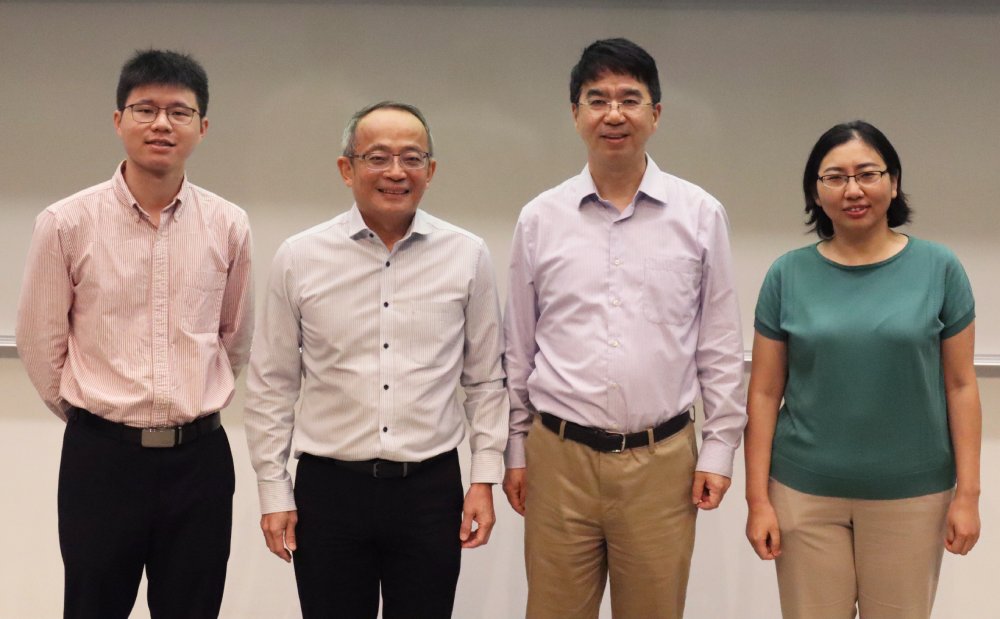 Prof. Jason CONG (2nd on right) took a group photo with Prof. Tim CHENG (2nd on left) ACCESS Center Director/ Vice-President for Research and Development, HKUST , Prof. Fengbin TU (left) and Prof. Wei ZHANG (right) after a fruitful sharing in Master Lecture of “Space and Time Co-Optimization in Electronic Design Automation”.